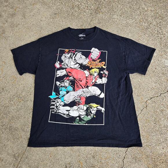Vtg STREET FIGHTER Character Montage Graphic Fighting Video Game Tee Shirt XL - Picture 1 of 6